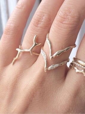 Misa Jewelry designer 14k Gold Lava Beak Diamond Ring